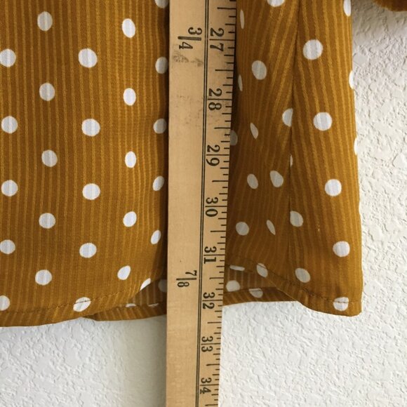 Whiteroom + Cactus Womens M Above Knee Dress Mustard Yellow & White Polka Dots - Picture 10 of 16